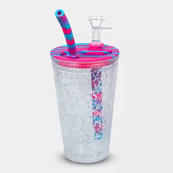 Bong de Silicona y Plástico Freeze Cooling Cup rosa azul