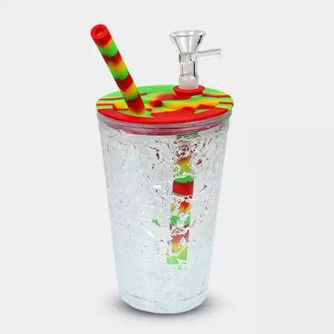 Bong de Silicona y Plástico Freeze Cooling Cup naranja verde rojo