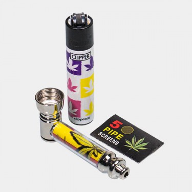 Set de Pipa de Metal con Filtros y Mechero hoja componentes