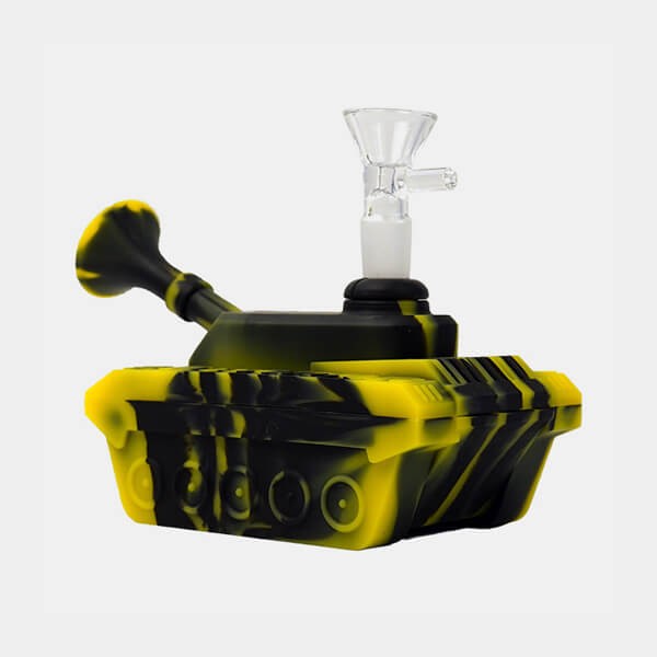 Bong Tanque Silicona amarillo y negro