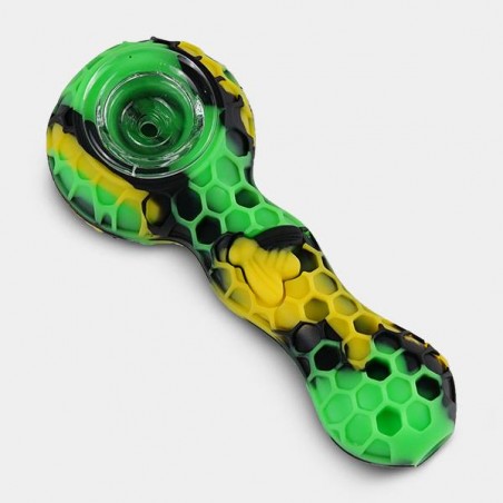 Pipa de Silicona Abeja verde, amarillo y negro