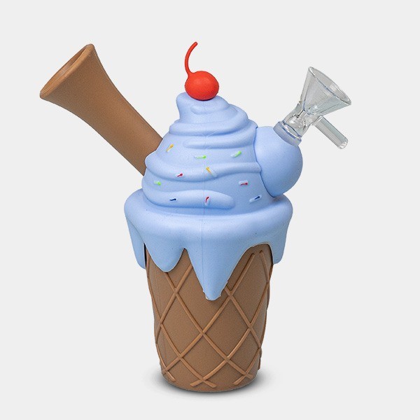 Bong de Silicona Vaso Helado azul