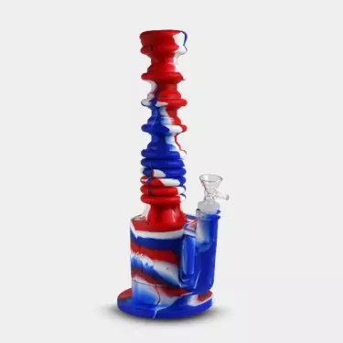 Bong de Silicona Acordeón azul y rojo