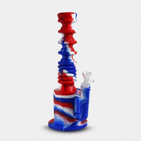 Bong de Silicona Acordeón azul y rojo