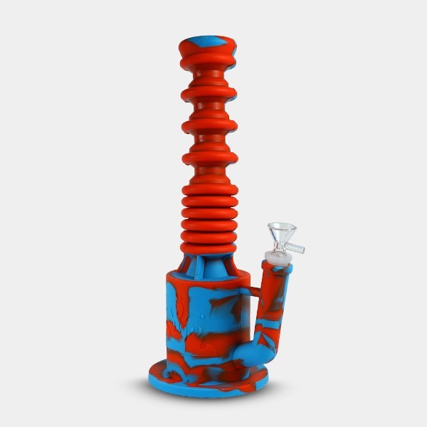 Bong de Silicona Acordeón azul naranja
