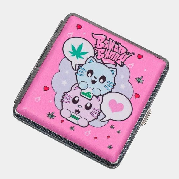 Pitillera Rosa de Metal gatos