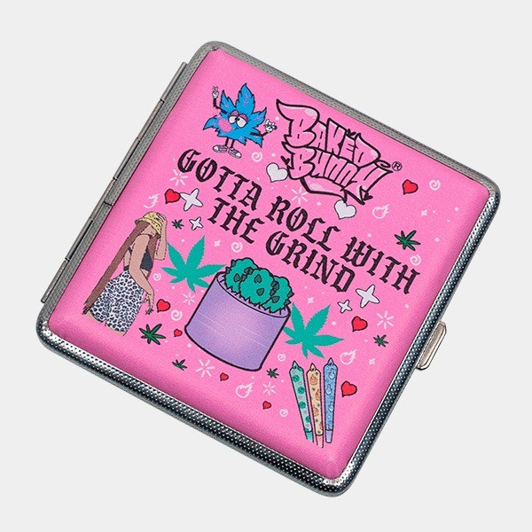 Pitillera Rosa de Metal gotta roll