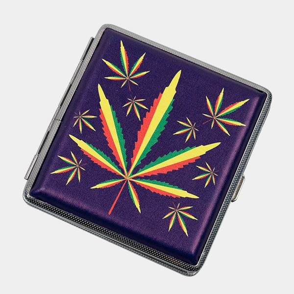 Pitillera Metálica Rasta fondo morado