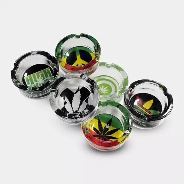 Cinzeiro de vidro desenhos marijuana - GB The Green Brand