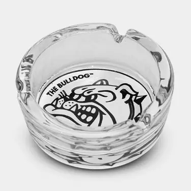 The Bulldog black & white Glass ashtray - GB The Green Brand