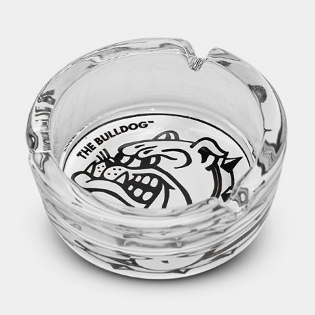 Cenicero de Cristal Blanco y Negro Bulldog