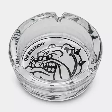 The Bulldog black & white Glass ashtray - GB The Green Brand