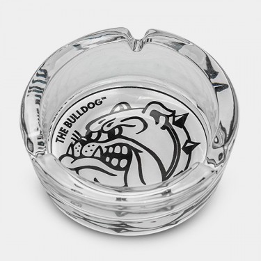 Cenicero de Cristal Blanco y Negro Bulldog frontal