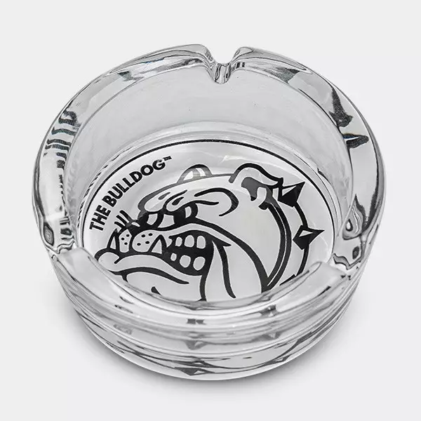 The Bulldog black & white Glass ashtray - GB The Green Brand