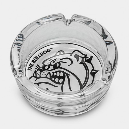 Cenicero de Cristal Blanco y Negro Bulldog frontal