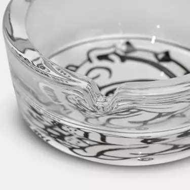 The Bulldog black & white Glass ashtray - GB The Green Brand