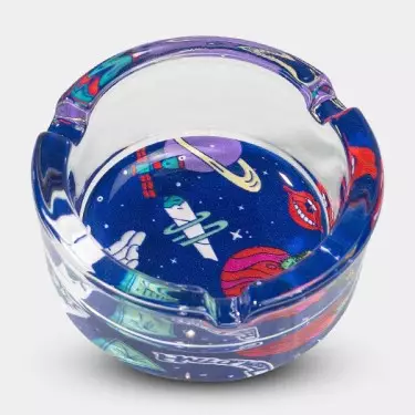 Cenicero de Cristal Hall of Weed Azul