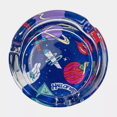 Cenicero de Cristal Hall of Weed Azul frontal