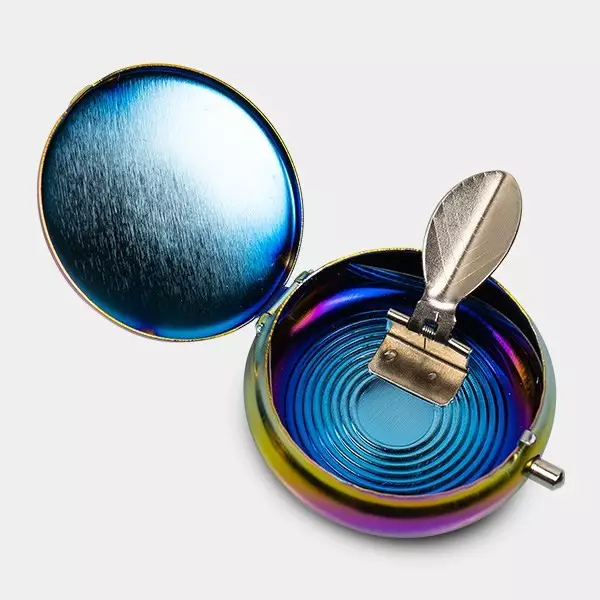 Mini Cenicero Portátil Rainbow azul abierta