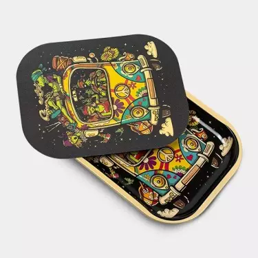 'Hippie Bus' Small Rolling Tray With Lid - GB The Green Brand