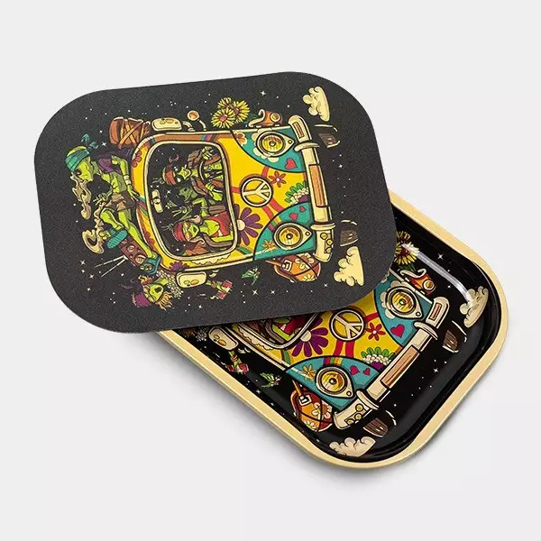 View 'Hippie Bus' Small Rolling Tray With Lid - GB The Green Brand