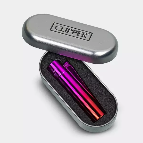 Isqueiro Clipper Metal Pink Gradient + Caixa Isqueiro Clipper Metal Pink Gradient + Caixa