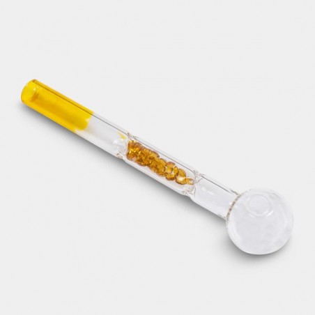 Pipa de Cristal para Aceite con Filtro amarillo