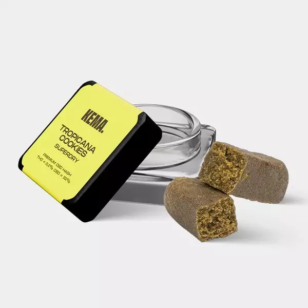 KEMA 'Tropicana Cookies' CBD Hash packaging