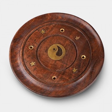 Plato de Madera para Incienso ying yang
