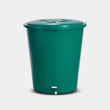 Depósito de agua para riego redondo verde con tapa
