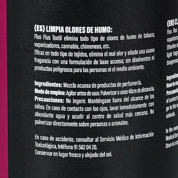 Elimina Olores Textil Flus Flus Elimina Olores Textil Flus Flus especificaciones