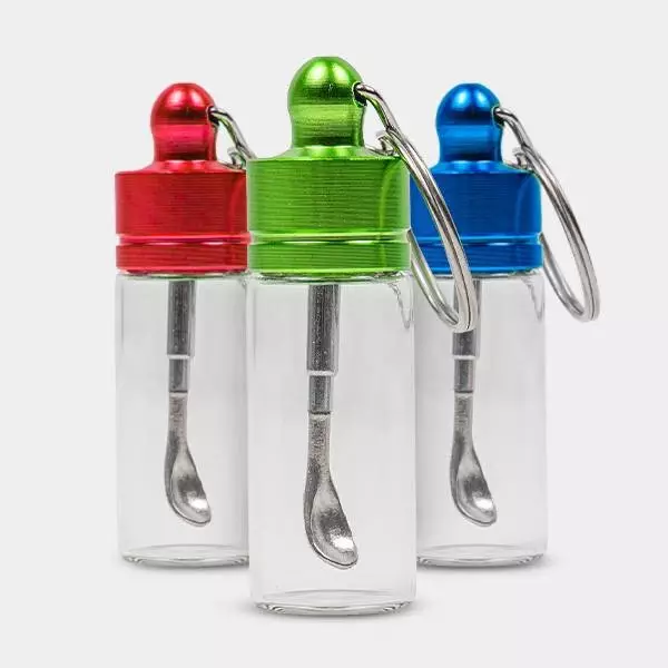 Glass Snuff Bottle with Telescopic Spoon