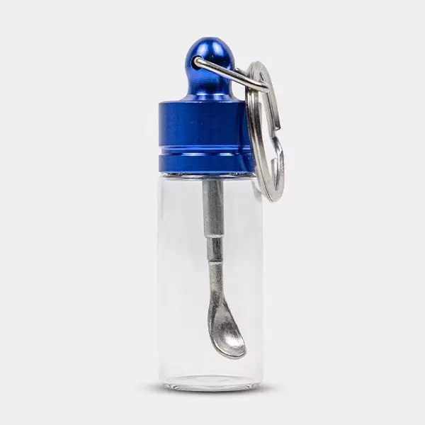 Dosificador Cristal con Cuchara Extensible azul cerrado