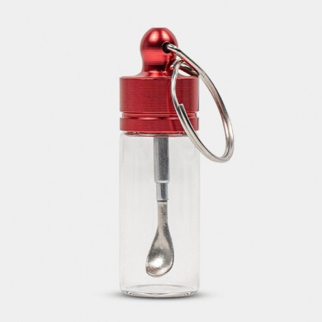Dosificador Cristal con Cuchara Extensible rojo cerrado