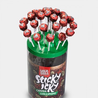 Piruletas Sabor Cannabis Sticky Icky ganja khola display