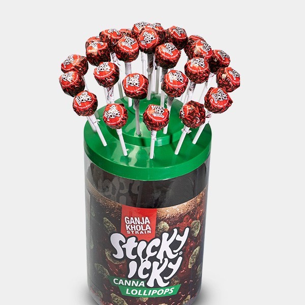 Piruletas Sabor Cannabis Sticky Icky ganja khola display