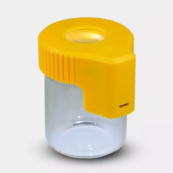 Bote Expositor con Lupa amarillo