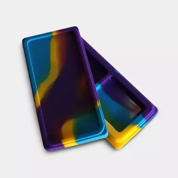 Estuches de silicona 2 secciones morado amarillo y azul