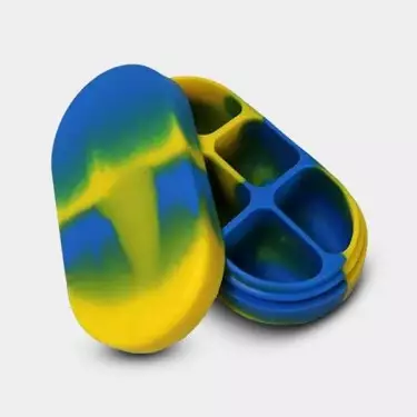 Estuches de silicona 6 secciones amarillo, azul y verde