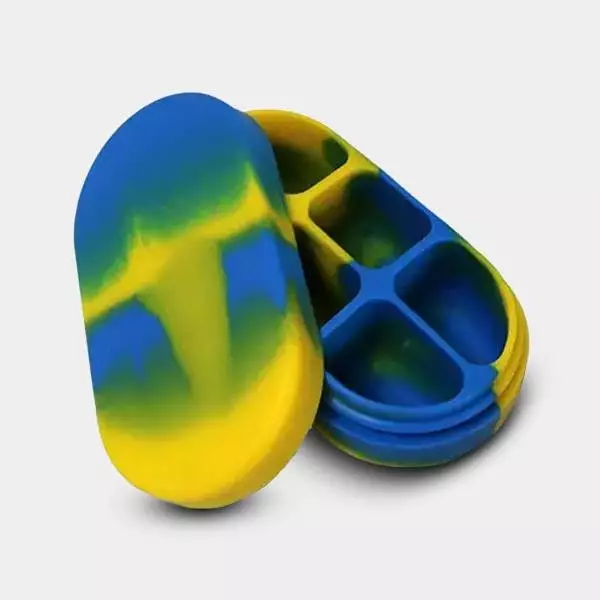 Estuches de silicona 6 secciones amarillo, azul y verde