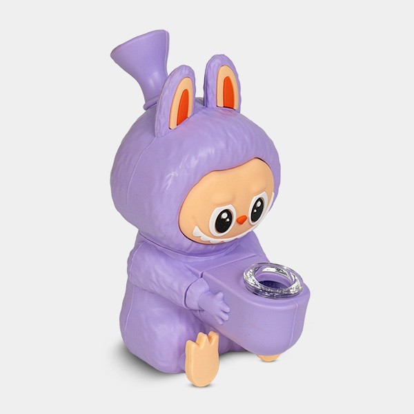 Bong Labubu de Silicona morado lateral