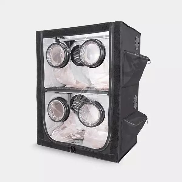 Mushroom grow tent open