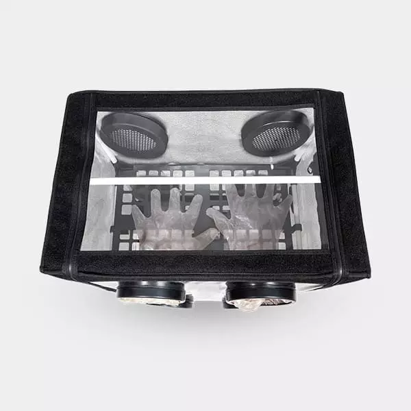 Mushroom grow tent top view