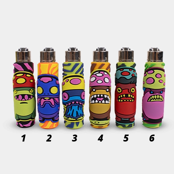 Mecheros Clipper con Funda de Silicona Monster Mushrooms