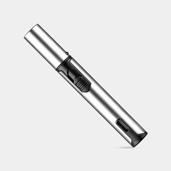 Mechero Soplete Pen plata diagonal