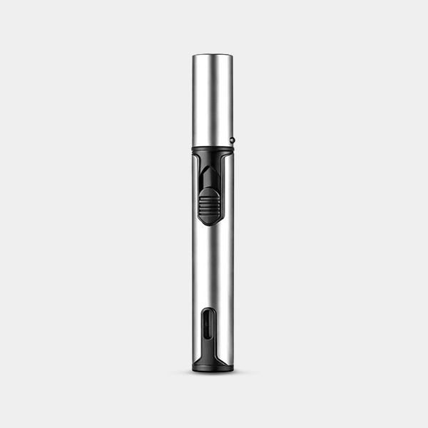 Mechero Soplete Pen plata frontal