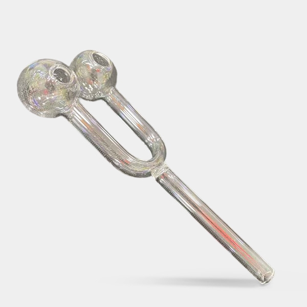 View Pipa de Cristal Hydra de 15 cm con doble esfera y tubo alargado.