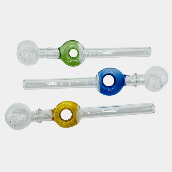 View Pipa Donut para aceite en cristal con aro central de colores