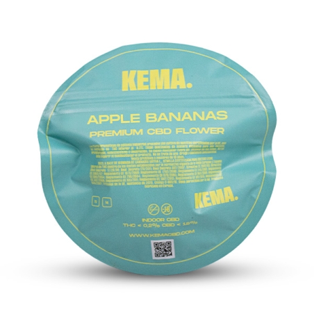 Flores Apple Bananas Cali CBD KEMA envase parte trasera