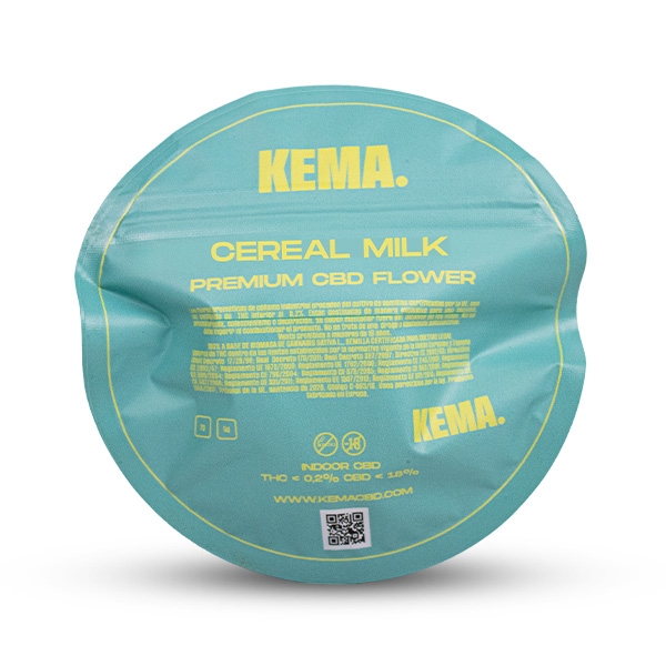 Flores Cereal Milk Hydro CBD KEMA envase parte trasera